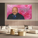 décoration murale drapeau imprimé homme humour fond rose cœurs étoiles dorés chambre festive