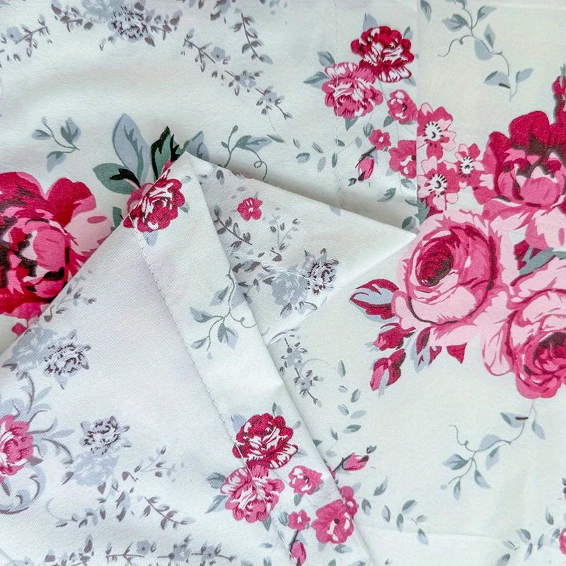 drap lit imprimé fleurs roses grises 100 polyester blanc classique lit double king queen