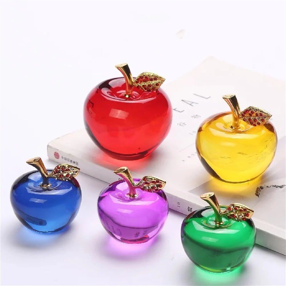 pommes verre couleur rouge vert jaune violet bleu feuille dorée moderne décoration maison artisanale