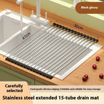 étendoir vaisselle pliable moderne acier inoxydable gris blanc clips fonctionnel cuisine