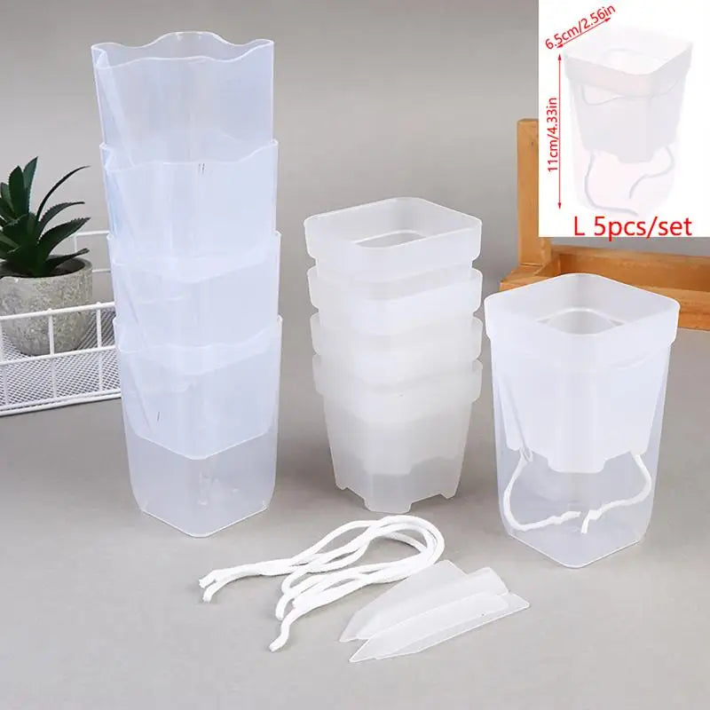 pots fleurs transparents modernes diverses plantes vases fleurs minimaliste grille plastique cordes blanches auto