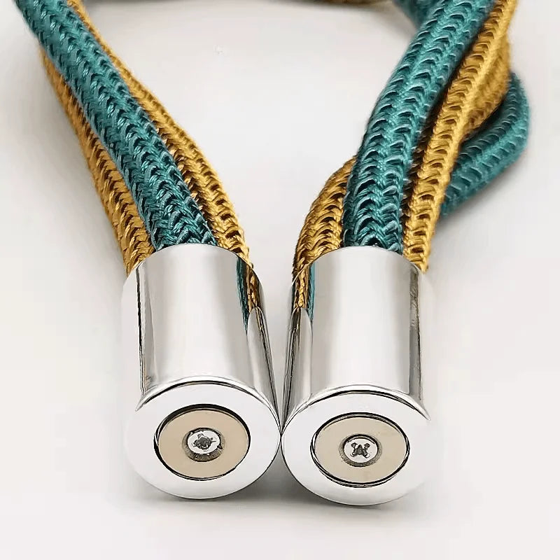 rubans fenêtres modernes aimants bleu doré tissés noeuds