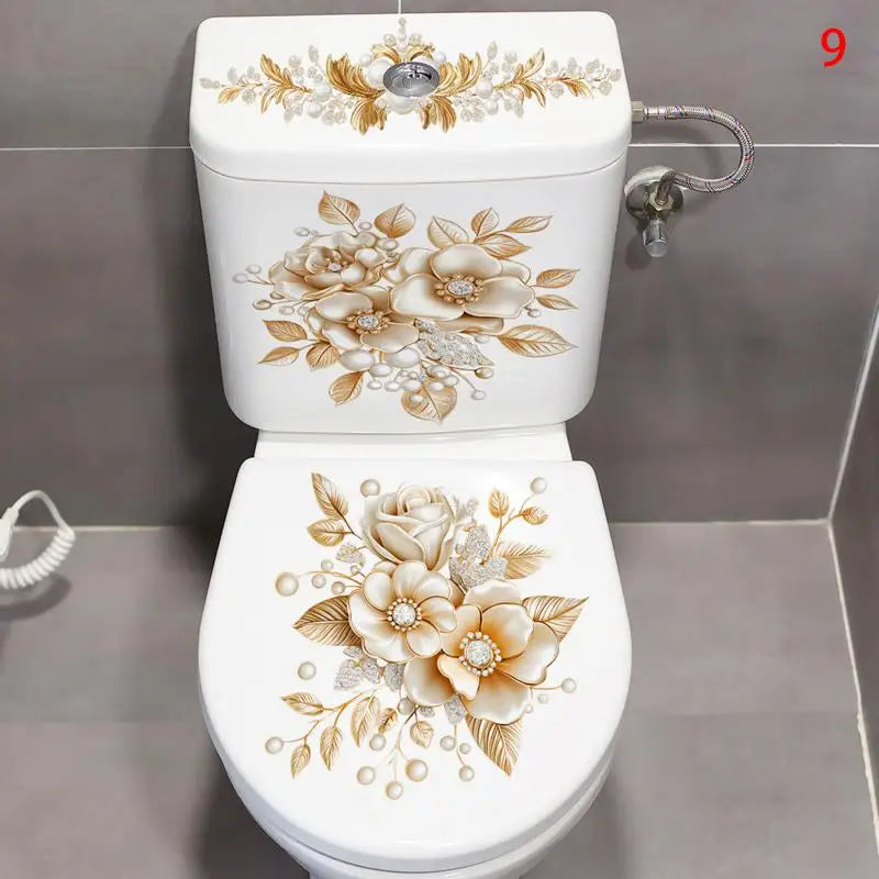cache wc adhésif floral fleurs papillons blanc vert bleu rose violet mignon 30cmx59cm