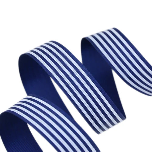 ruban gros grain rayures bleu marine blanc moderne décoration cadeau 1820cm polyester fixé