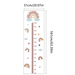 sticker mural mesure hauteur arc ciel nuages coeurs boho chambre enfant multicolore adhésif