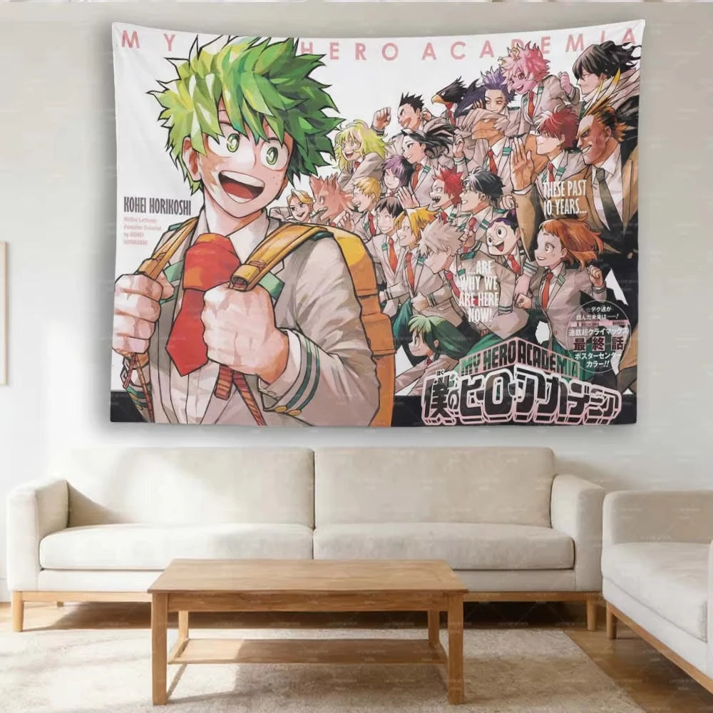 tapisserie murale my hero academia personnages multicolore illustration anime chambre décoration grande taille