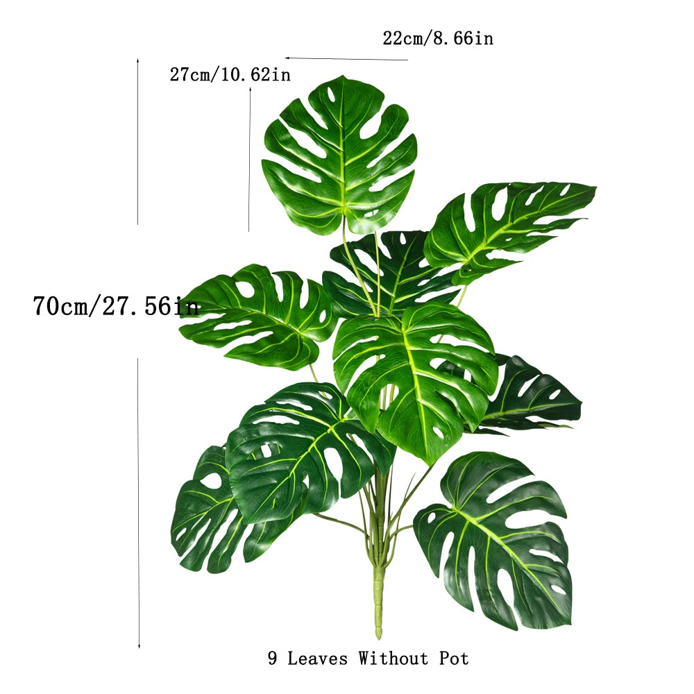 plantes artificielles monstera feuilles perforées pot céramique décoration intérieure moderne arbres faux vert foncé