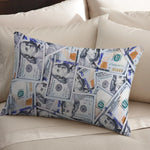 housse coussin motif dollar moderne vert blanc bleu imprimé polyester coton fixation lit décoration