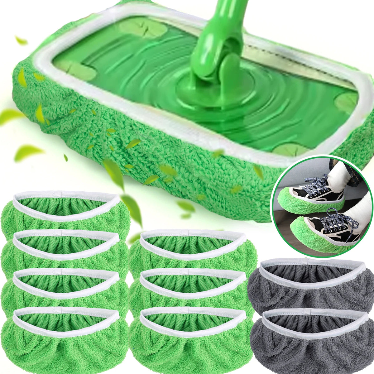 chiffons nettoyage microfibre vert doux veloutés réutilisables écologiques pratiques paires