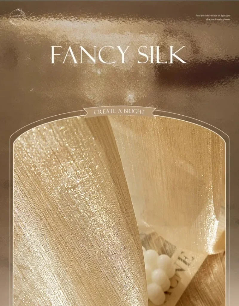 rideau fenêtre beige clair gaze dorée moderne élégant transparent léger salon maison