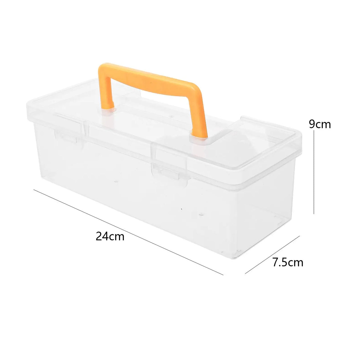 boîtes rangement transparentes poignées jaunes outils vis clés rubans adhésifs ciseaux tournevis pinces portables