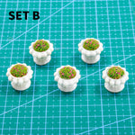 miniature pots fleurs blanc détails relief décoration jardin diy artificiels