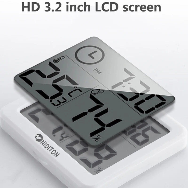 horloge numérique moderne blanc écran lcd température humidité affichage carré adhésifs maison