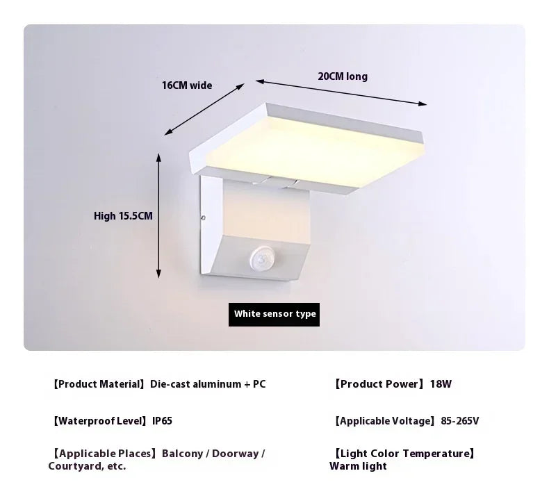 lampe murale détecteur mouvement led moderne noir blanc chaud extérieure intérieure chambre cuisine