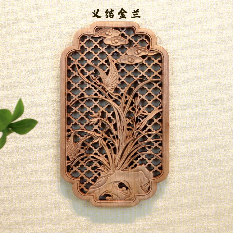 décoration murale traditionnelle gravure florale panneau bois ornements végétaux chinois classique intérieur