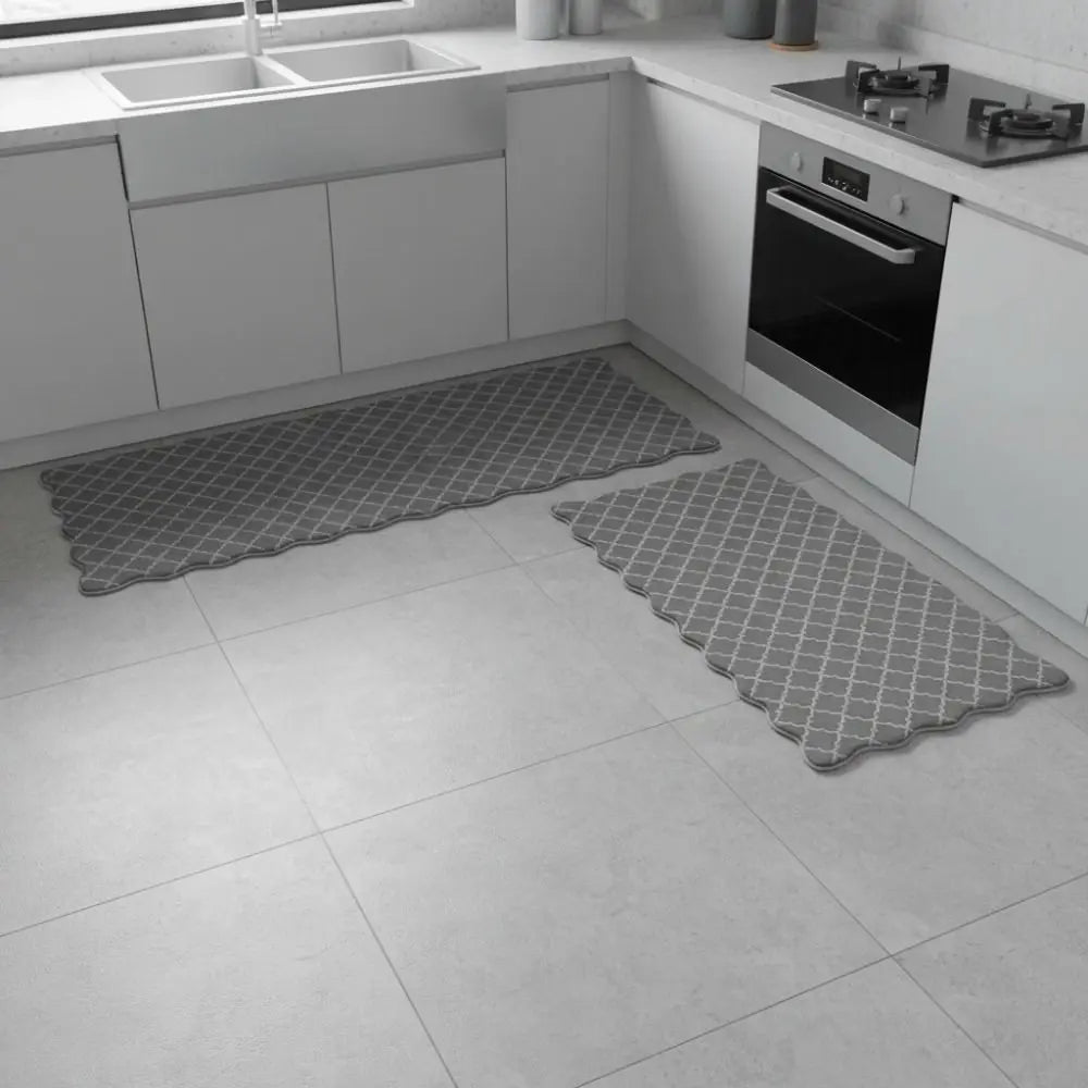 tapis cuisine noir motif géométrique moderne antidérapant sol durable imperméable gaufré festonné
