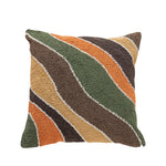taie d'oreiller géométrique abstraite brodée vert beige boho chic coussin tufté 45x45cm motifs linéaires