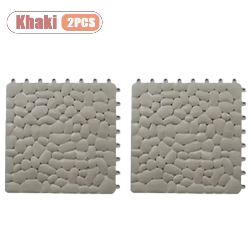 tapis sol antidérapant cailloux gris blanc moderne 30cm 30cm clips geometrique