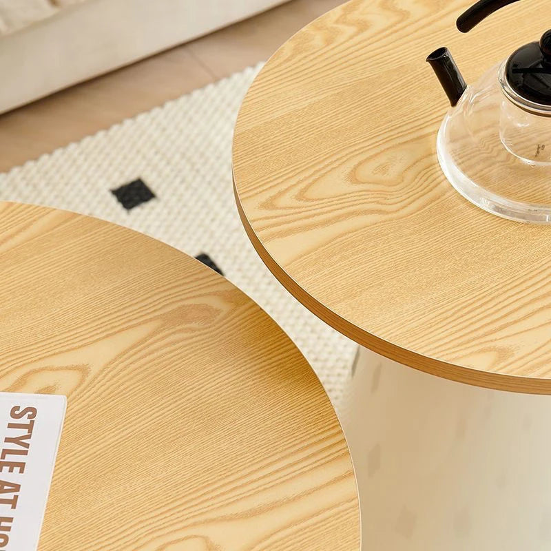 table basse moderne minimaliste bois rond marocain artificial board centralisée