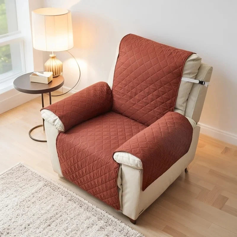 housse chaise inclinable marron beige quiltée élastique ajustable classique facile nettoyer Polyester