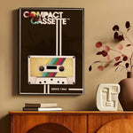 affiches murales vintage rétro disques vinyle illustration cassette audio chambre décoration noire orangée