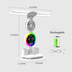 lampe rechargeable led moderne horloge ventilateur blanc multifonctionnelle tasses stylos rubik cube figurine chien
