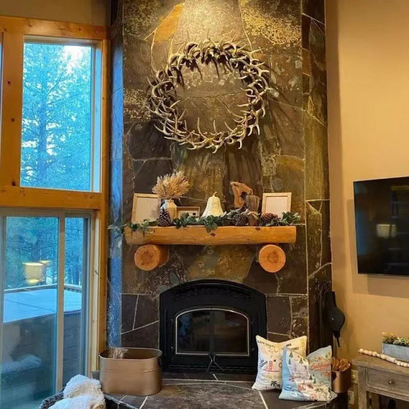 Couronne en bois blanc lait pour décoration extérieure Noël