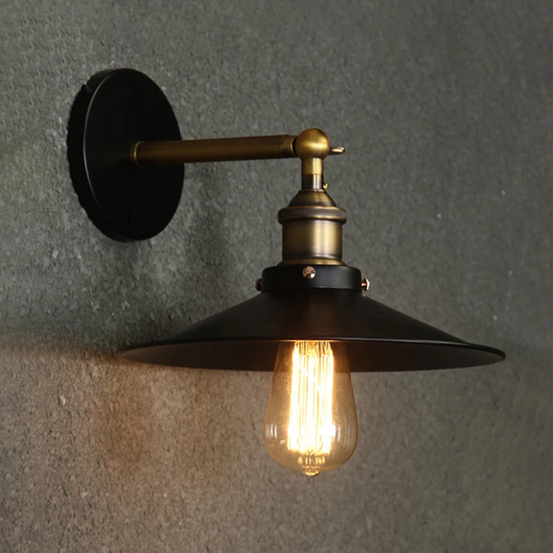 lampe murale industrielle noir bronze mat réglable abat jour filaire 220v fluxlumineuxfaible