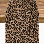 nappe lin léopard motifs animaux beige marron noir moderne salon décoration intérieure table chaises