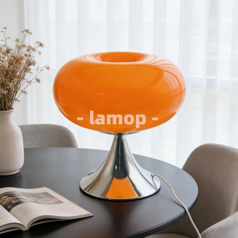 lampe table verre orange moderne base métallique lumière douce décoration chambre coréen filaments led