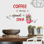 autocollant mural moderne hibou floral texte décoration murale résistant eau pvc rouge noir blanc