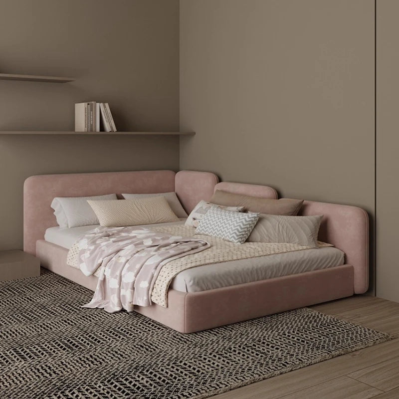lit moderne rose poudré tête velours coffre rangement 150x200cm 130x200cm