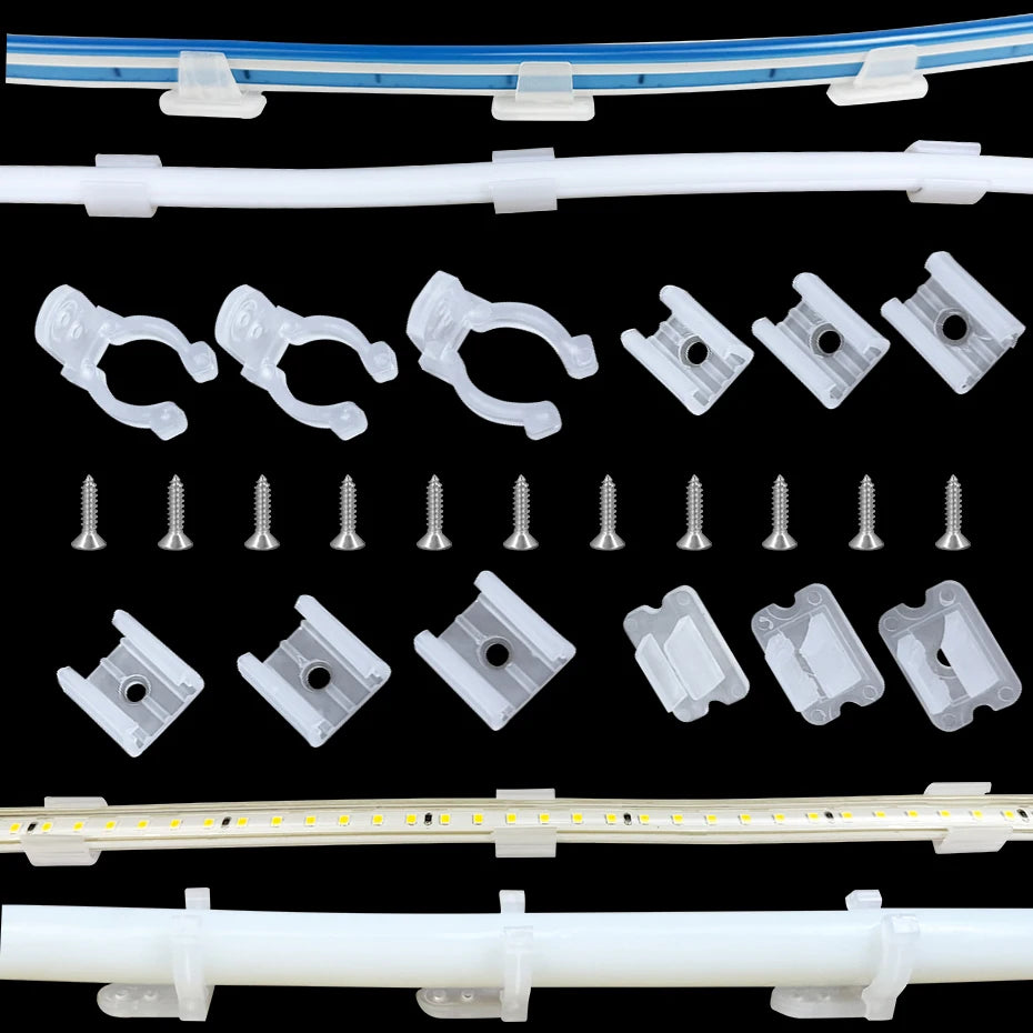 clips fixations rubans led blancs plastique lisse opaques m3 vis 10 13 20mm différents