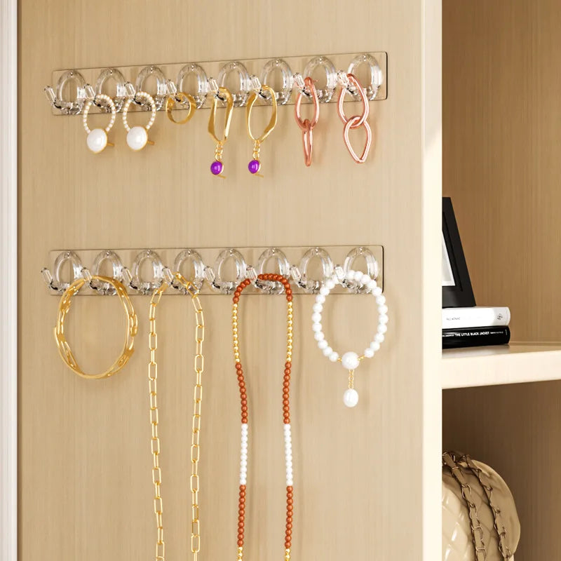 présentoir mural transparent bijoux accessoires cheveux crochets moderne minimaliste adhésif