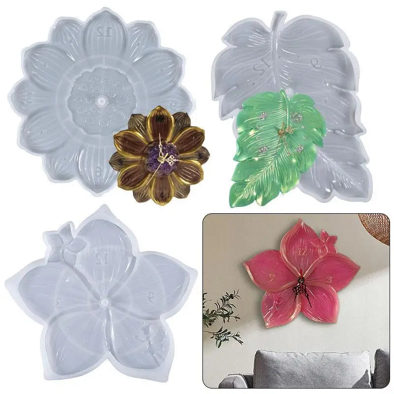 horloge murale silicone transparente chiffres romains motifs marbrés feuilles moderne