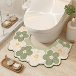 tapis toilette antidérapant absorbant eau motif fleurs moderne salle bain rapide sèche tapis sol