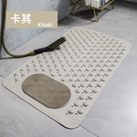 tapis bain antidérapant dark grey moderne pvc respectueux environnement perforations salle bain lavable machine
