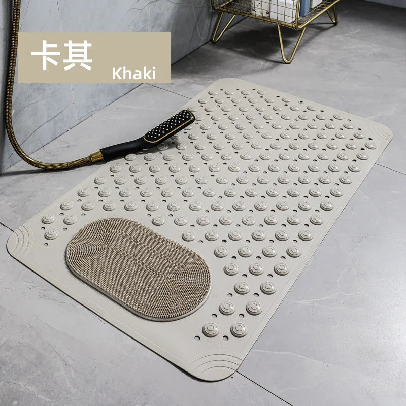 tapis bain antidérapant dark grey moderne pvc respectueux environnement perforations salle bain lavable machine