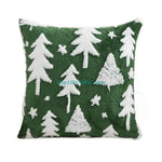 housse coussin motif flocons neige rennes noel vert blanc coton polyester lit festive