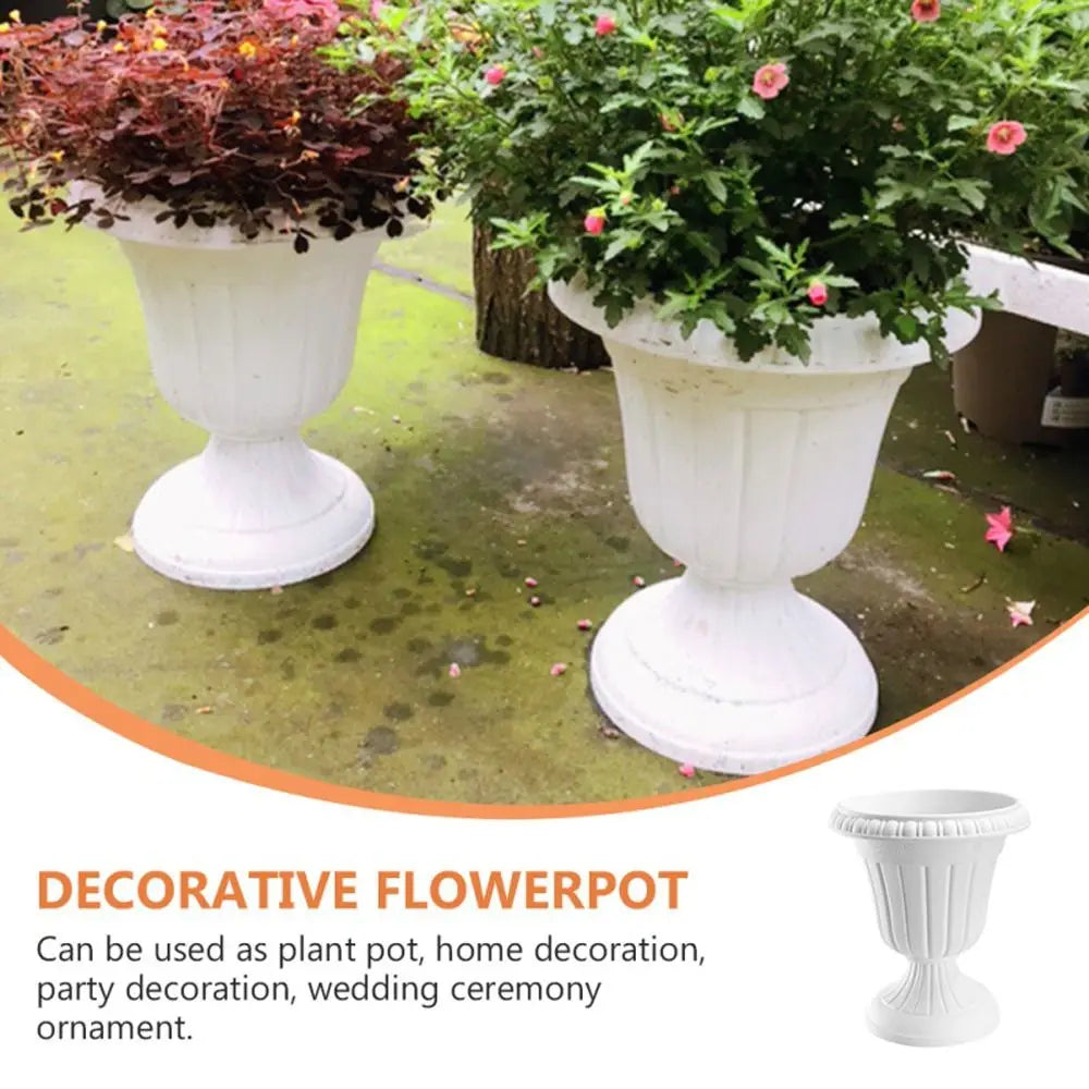 pot fleurs decoratif blanc rayures verticales classique moderne jardiniere plante succulente decoration exterieure ornement