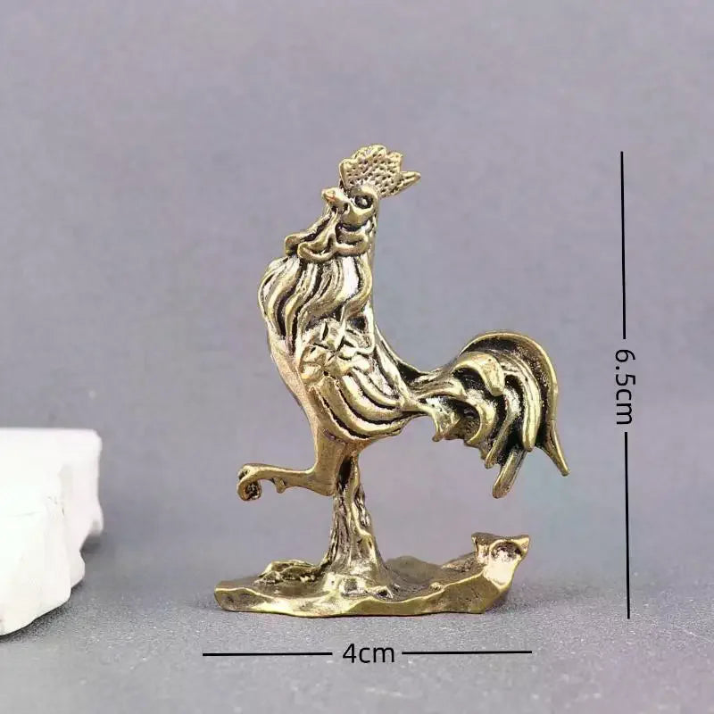 statue coq doré bronze texturé détails sculptés traditionnel artistique dimensions 4cm 6.5cm