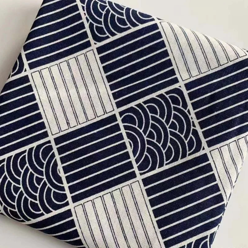 tissu teint motif vagues bleu marine blanc moderne serviettes 150cm large résistant abrasion 150x50cm