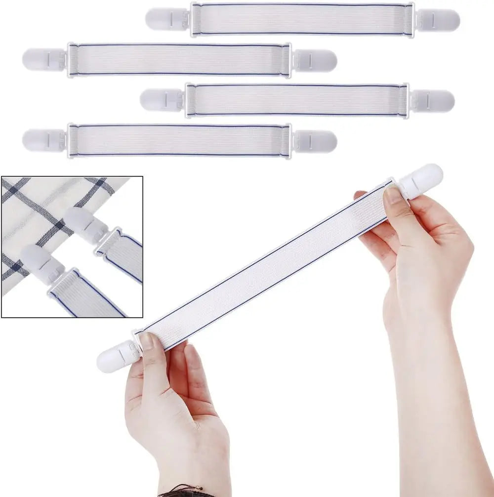 attaches élastiques tissu blanc bleu clips utilitaires rideaux draps rangement maison ordinaire longueur ajustable