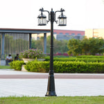 lampadaire vintage deux lanternes noir doré détails métalliques extérieur ip65 led