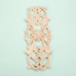 plaque décorative bois ornements floraux baroque renaissance 22cm 8cm naturel beigeclair