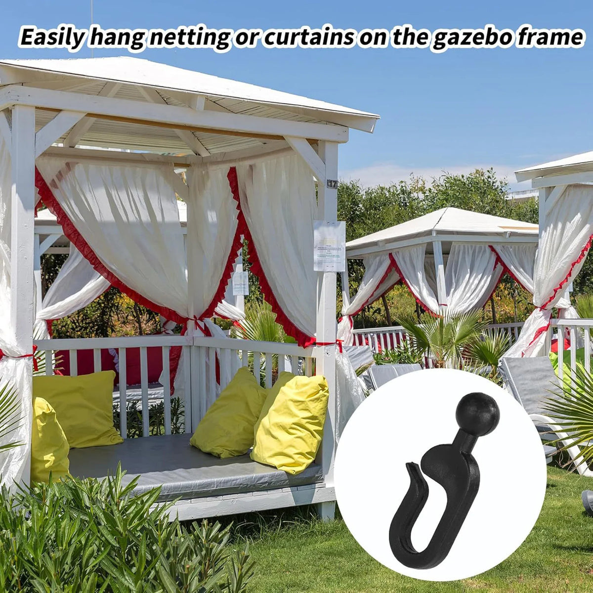 crochets suspension noirs modernes rideaux salle bains jardins clips transparents accessoires auvents