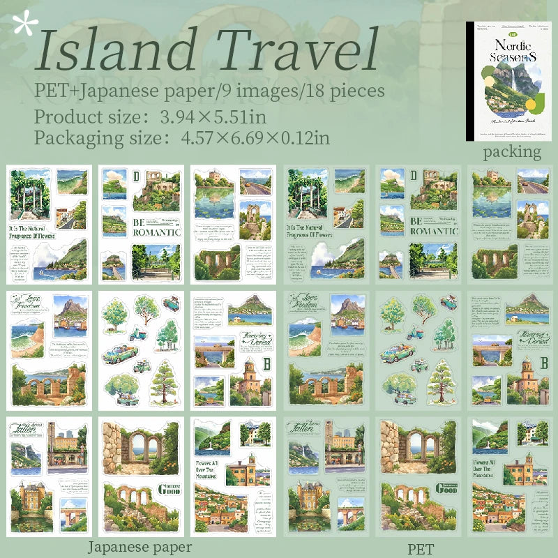 sticker paysagiste saisonnier scrapbooking stickers autocollants livres stickers paysages naturenels illustrations paysages urbains