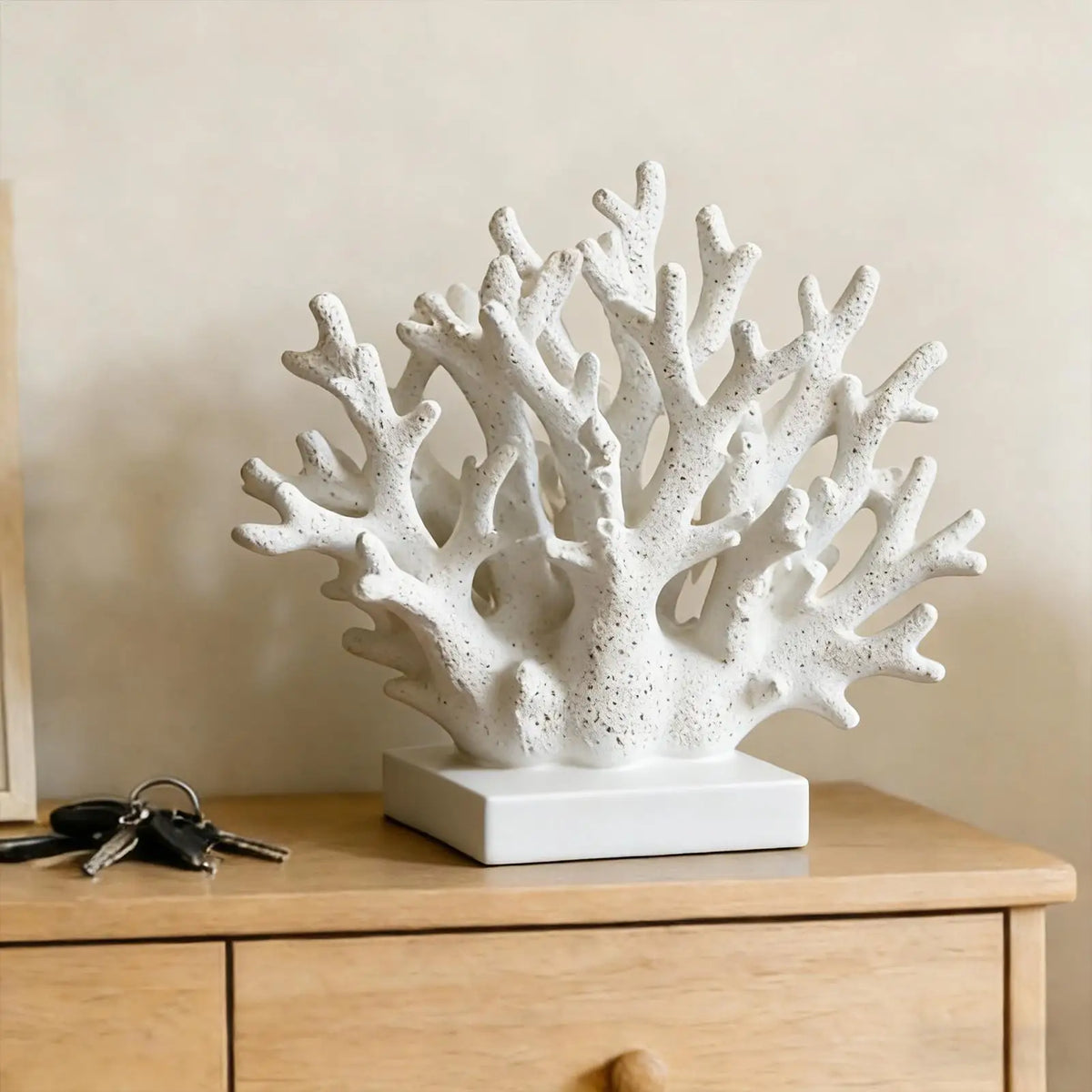 sculpture corail résine moderne décoration maison salon entrée verte bleue blanc