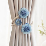 rideau polonais bohème fleurs coton corde tressée moderne attaches pompons transparent floral