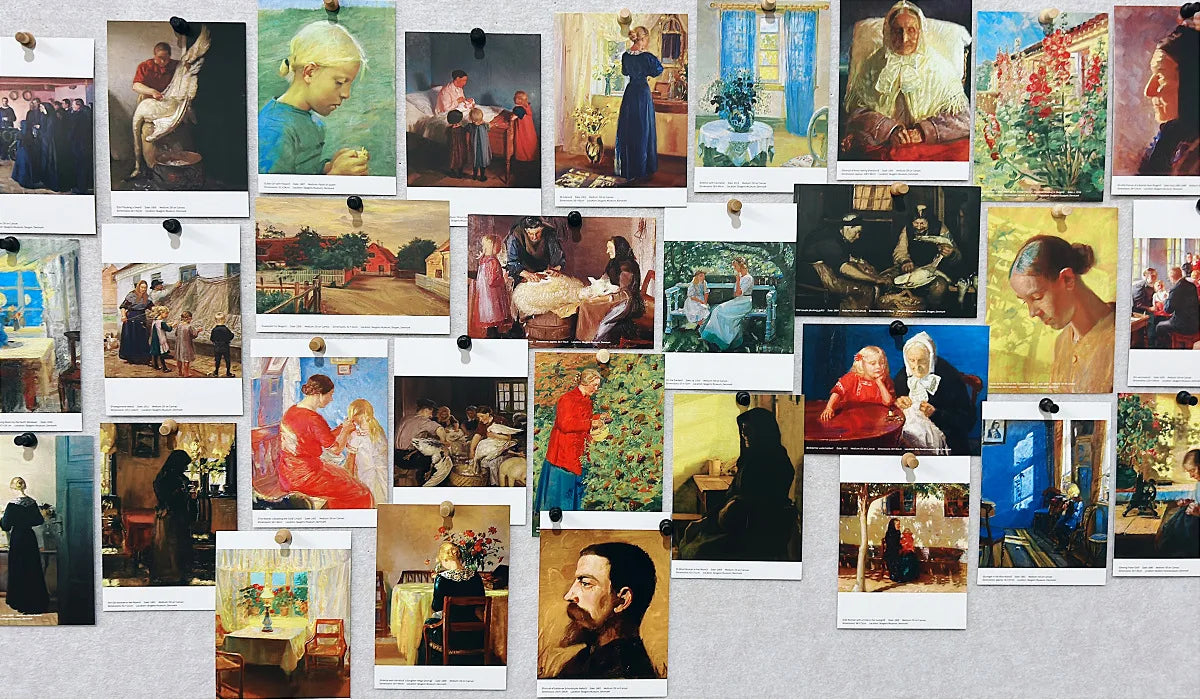 cartes postales artistes classiques divers motifs clips inclusion pack thirty pieces